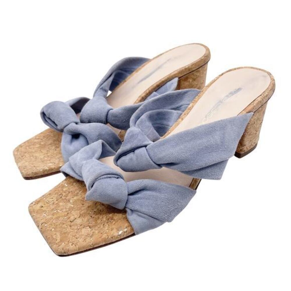 Andre Assous Women's Darling Block Heel Sandals Blue Soft Knot Size 6